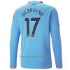 Camiseta de fútbol Manga Larga Manchester City De Bruyne 17 Primera Equipación 2022-23 - Hombre